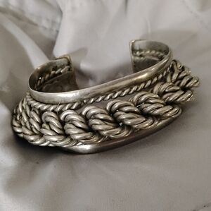 Silver Braided Cuff Bracelet
